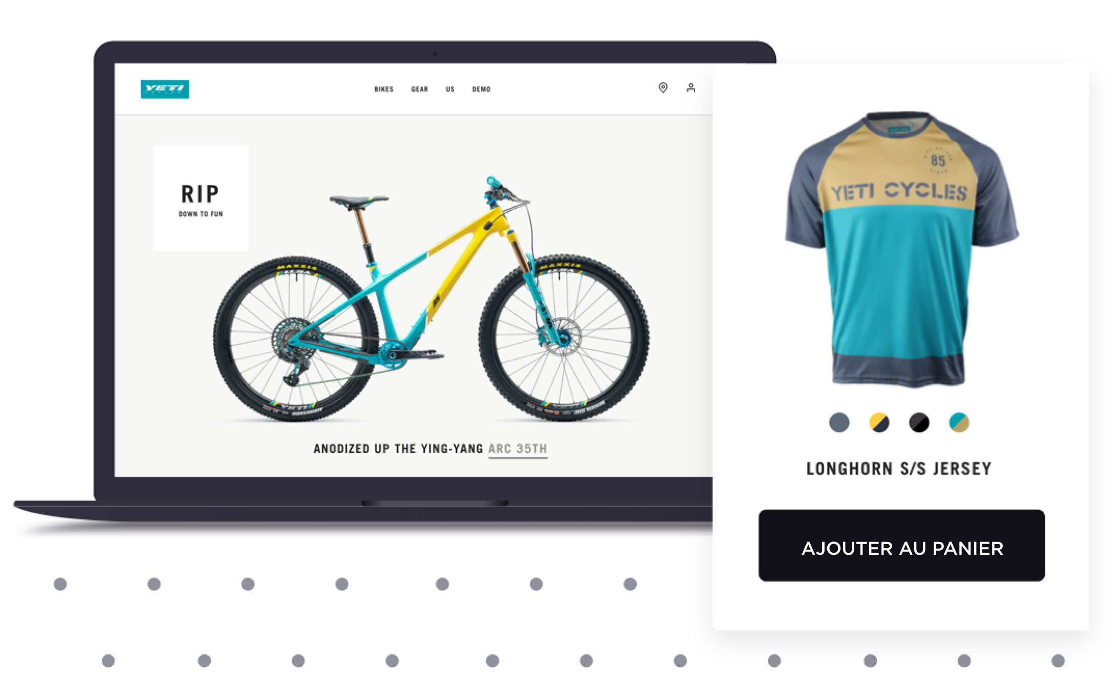 Internacional francia citar imagen escaparate producto bicicleta ciclismo maillot yeti cycles 2x